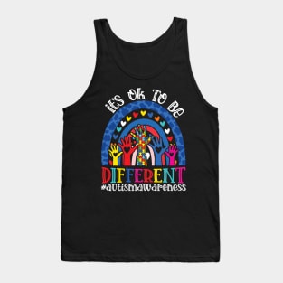 It's Ok To Be Different Autism Awareness Leopard Rainbow Shirt Tank Top